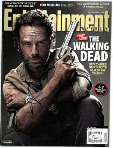 Andrew Lincoln assinou o Entertainment Weekly 2013 The Walking Dead Rick Grimes Full Magazine- J80086 - JSA Certified - Revistas