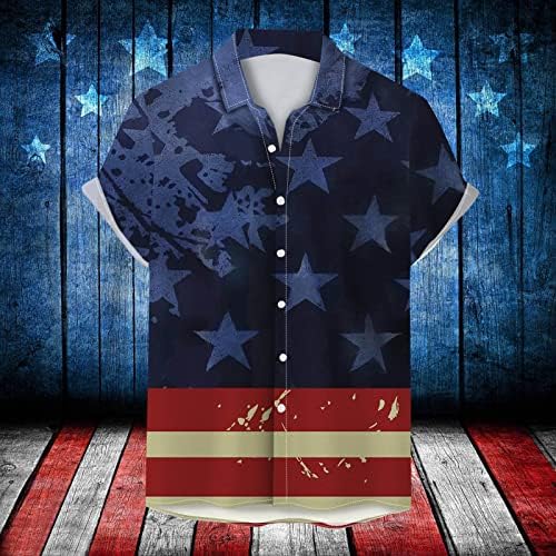 Xxbr 4 de julho Button Down Camisetas para masculino de verão Patriótico American Bandeira Retro Graphic Tops Casual Casual
