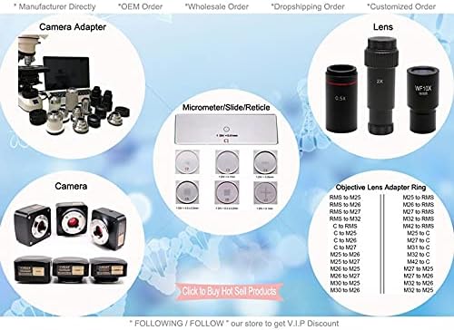 Kit de acessórios para microscópio P95-C 0,35x 0,5x 0,65x 0,8x 1x 1x 1x Câmera de montagem Adaptador de microscópio para microscópio