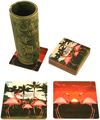 20 montanhas -russas de bebidas de flamingo rosa - suprimentos para festa de barra Luau Tiki