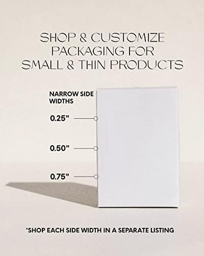 Caixa de papel branco, embalagem de produtos para produtos finos, estreitos e pequenos, profundidade lateral de 0,25 , escolha de comprimento