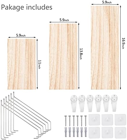 Prateleiras flutuantes mitime Conjunto de 3 prateleiras de parede de prateleira flutuante de madeira sólida para a sala de estar, quarto, banheiro, lavanderia de cozinha, escritório