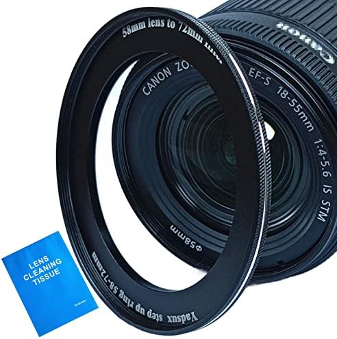 Anel de filtro de 49 mm a 72 mm, anel de adaptador de filtro de 49-72 mm, anel de lente de 49 mm, anel de 72 mm de filtro, adicione papel de limpeza de lentes