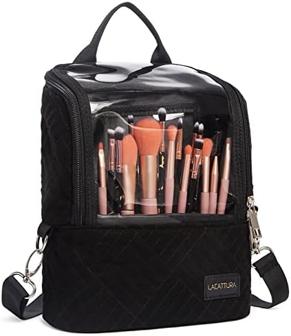 Lacattura Travel Makeup Brush Case para mulheres, bolsa de porta -escova de cosméticos altos com divisores ajustáveis, bolsa organizadora