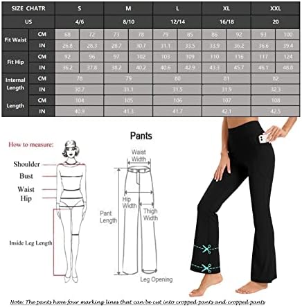 Calças de ioga de bootcut no não -oct com bolsos para mulheres altas cinturões de perneiras