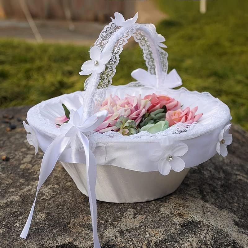 Miaohy no estilo ocidental Cestas de flores de casamento Flores brancas, menina de flores, cestas de flores, Decorações de festas