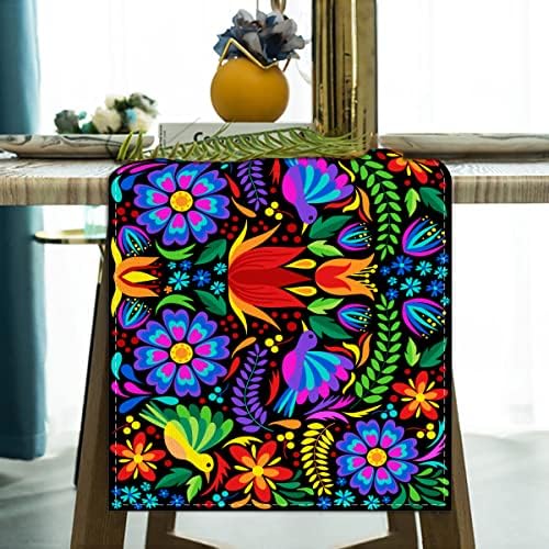 Jiudungs ​​linho mexicano Fiesta Table Runner 72 polegadas de comprimento Fiesta mexicana Festa com tema Cinco de