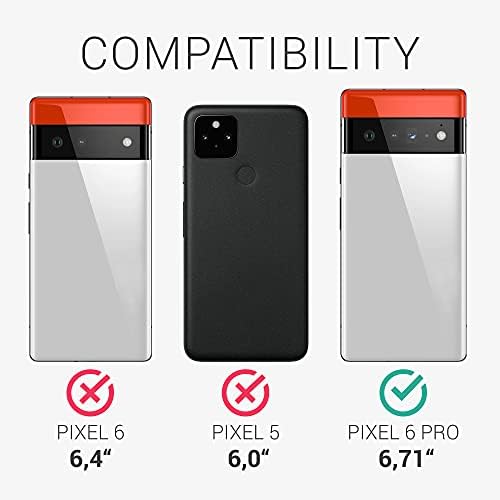 Caixa da carteira Kwmobile Compatível com o Google Pixel 6 Pro - Case Fabric e Faux Leather Phone Tampa - Black/Brown