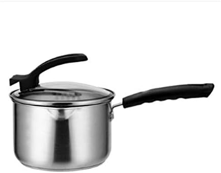 XJJZS Pot de aço inoxidável com tampa, um molho pequeno que pode ser cozido no restaurante de cozinha doméstico, fácil de limpar, pode ser lavado na máquina de lavar louça