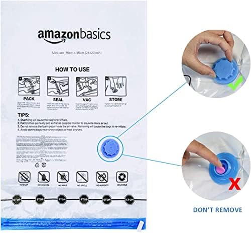 Sacos de armazenamento de compressão a vácuo do Basics com bomba de mão - média, 5 -pacote