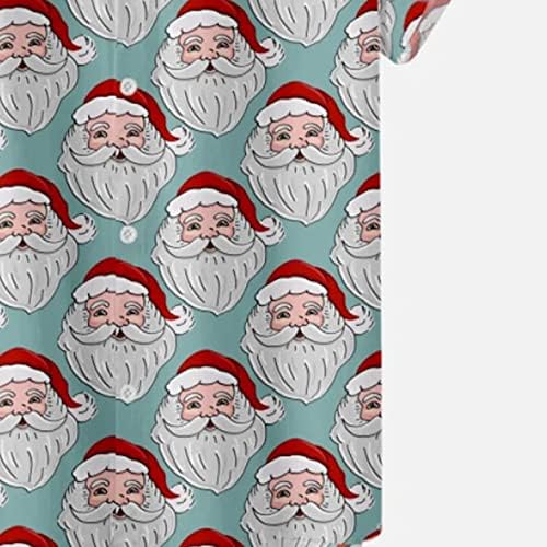 Wocachi Christmas Button Down camisetas para masculino Manga curta engraçada Xmas Papai Noel