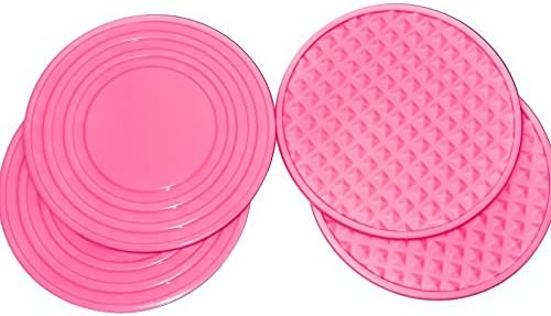 Coasters de bebidas de silicone rosa - 8 pacote