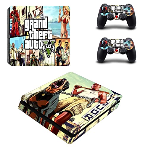 Para PS4 Slim - Game Grand GTA Roubo e Auto PS4 ou PS5 Skin Skin para PlayStation 4 ou 5 Console e Controladores Decalque Vinil Duc -5765