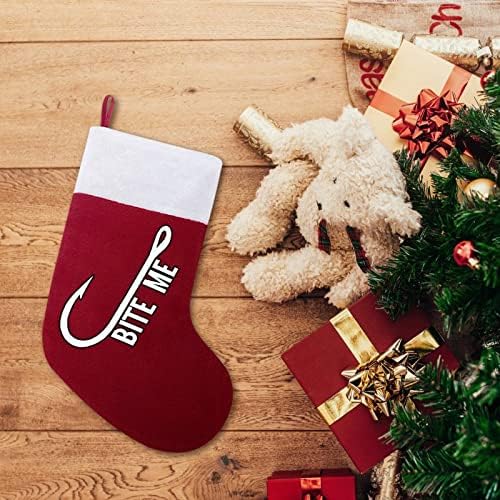 Morda -me pescando meias de feriado de Natal vermelho decorações de casa para lareira de árvore de Natal Meias penduradas