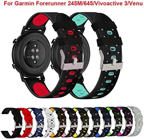 Buday 20mm colorido tira de banda de vigilância para Garmin Forerunner 245 245m 645 Música Vivoactive 3 Sport Silicone Smart Watchband Bracelet
