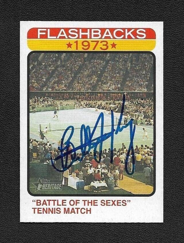 Billie Jean King assinou o Autograph 2022 Topps Heritage Battle of the Sexes Card - Cartões de tênis autografados