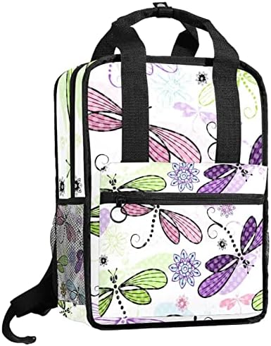 Mochila VBFOFBV para mulheres Laptop Backpack Backpack Bolsa Casual, Dragonfly Flor Summer