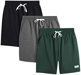 GORGLITTER MEN's 3 Pack Letter shorts remendados de cordão de cordão elástico trilhas sólidas com bolsos