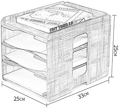 Arquivo J-File J, arquivo de madeira, 4 camadas de material de escritório criativo, titular de arquivos de caixa de armazenamento de livros de várias camadas, para uso do escritório