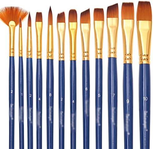 Twdyc 12pcs Professional Diferente forma de nylon pincel de cabelo Artista Brush de pintura aquarela de óleo para suprimentos de arte