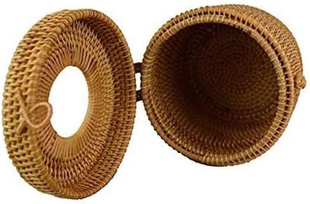 Dloett Round Rattan Box Box Vine Roll Holort Papel Tampa