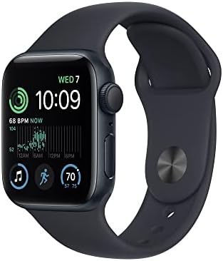 Apple Watch SE [GPS 40mm] relógio inteligente com caixa de alumínio da meia -noite e banda esportiva da meia -noite - s/m. Fitness & Sleep Tracker, Detecção de colisão, monitor de freqüência cardíaca, exibição da retina, resistente à água