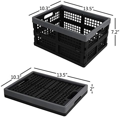 Pekky 16 quart plástico leite caixas empilháveis, caixa de armazenamento dobrável, 13,5 x 10,3 x 7,2 , 2 pacotes, r