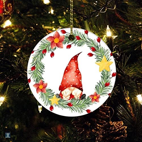 Christmas Gnome Wreath Christmas Tree Decoration Ornamentos 2022 Grinalsa botânica Decorações de Natal Presentes de círculo de