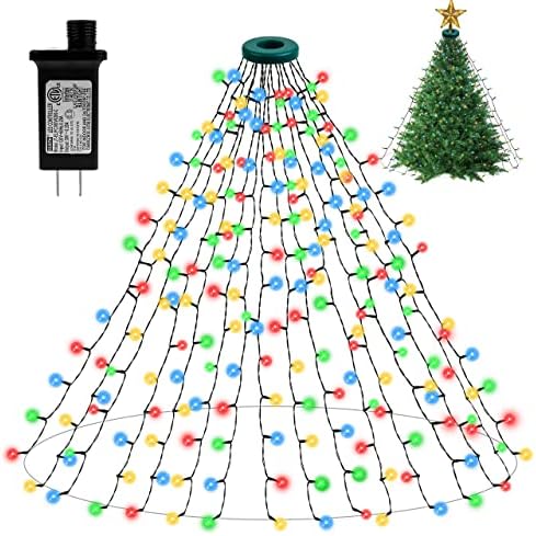 Luzes da árvore de Natal, 480 luzes de Natal LED, fácil de instalar 6,6 pés x 16 luzes de corda 8 modos Função de memória