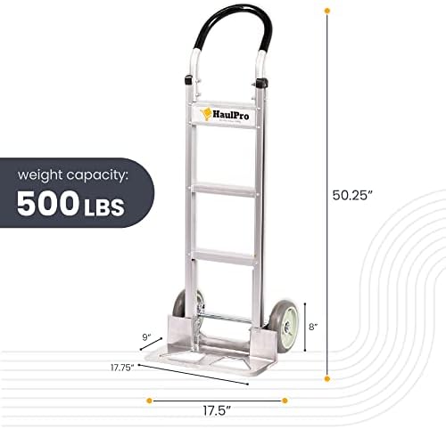 Caminhão manual de alumínio pesado - rodas de 8 com alça de loop horizontal e capacidade de carga de 500 libras | 50,25