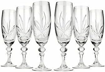 Os copos de cristal de corte russo elegantes e modernos para festas e eventos de hospedagem - 7oz, cálice, conjunto de 6
