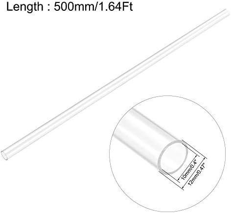 UXCELL CLEY Tubing rígido 10mm ID x 12 mm od x 1,64 pés comprimento Tubo de policarbonato de plástico redondo redondo