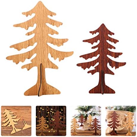 NUOBESTION 8PCS Corte de madeira de madeira de árvore de Natal 3d Mesa de madeira Árvore de Natal Artificial Árvore de