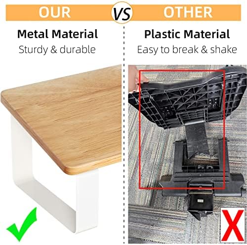 Descanso para os pés para baixo no trabalho, nova atualização de madeira com descanso de pé ergonômico de metal sob a mesa, descanso para os pés do escritório sob alívio da pressão para as costas e conforto do corpo, apoio de pé branco