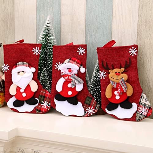 HJDGK Christmas Stocking, Christmas Stockings & Setters Conjunto de 4 Papai Noel, boneco de neve, rena, urso, personagem