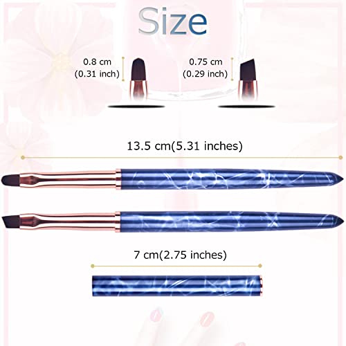 YCYAN 2 PCS Bruscos de arte de unha, oval e ângulo de unhas Brush French Manicure Brush Professional Nail Art Tools