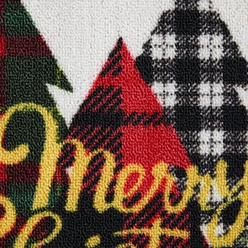 VCNY Home | Coleção de férias | Multi-Plaid Christmas Árvores de dispersão que não deslizam, 20 x 33