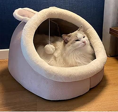 Cama fofa macia de H&T para gatos, com um Cushins confortável um tecido inferior sem deslizamento e uma bola de brinquedo suspensa)