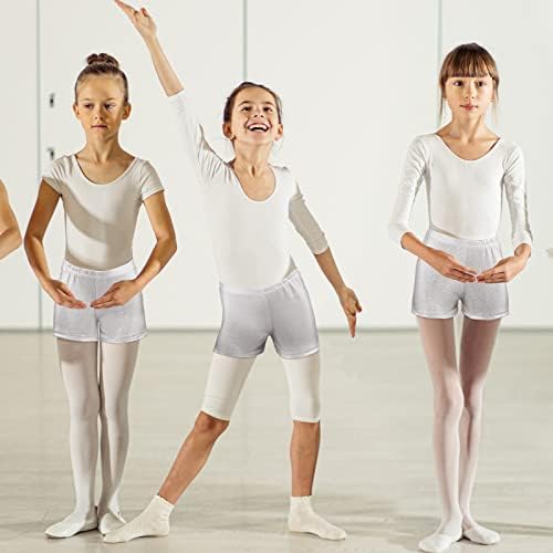 2 PCS Girls Ginástica Shorts Glitter Ballet Dance Shorts Tropbing Athletic Metalic Girls 'Athletic Shorts para crianças Criança