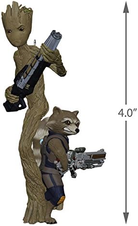 Hallmark Keetake Ornamento de Natal de 2018 do ano datado, Marvel Vingers: Infinity War Groot e Rocket