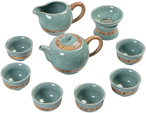Orha 9 PCs Conjunto de chá chinês Cerâmica Kung fu bule gongdao caneca Infusor de chá com 6 xícaras de chá como presente