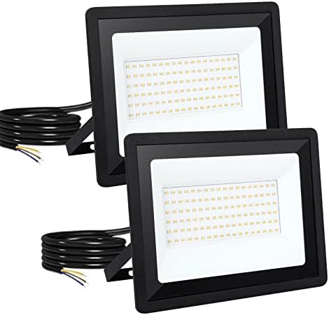 Luz de inundação de 100W LED com saída de 10000 lm e 3000k de cor quente de cor branca Luzes de segurança ao ar livre