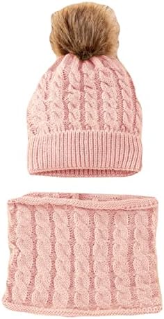 Beanie Baby 2pcs Inverno Kids Knit Hat Sconef Set Color Color Sólido Pescoço Quente Aquecimento Proteção de orelha