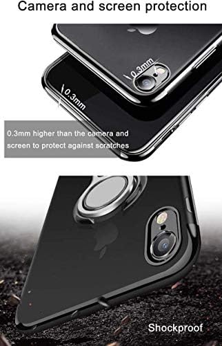 Emoly projetado para o iPhone XR Case Clear, Case com 360 Ring Kickstand Kickstand Magnetic Mental Mount Mount Transparent