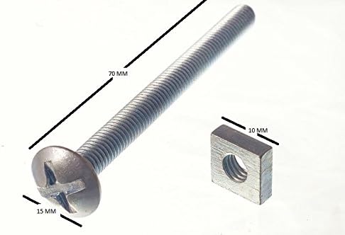 20 x parafuso de cobertura e porca zp zinco M6 x 70