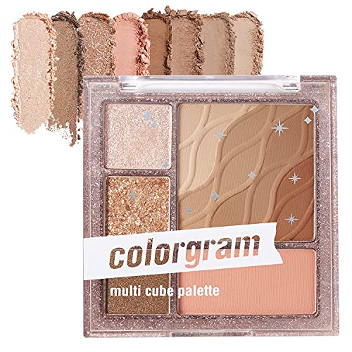 ColorGram Multi Cube Palette 5 Cores - 01 Cubo básico + laca Thunderbolt Tint - 01 Romance Tok Pacote