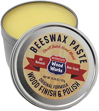 Woodworks interestaduais Pasta de cera de abelha acabamento e polonês - 6,25 oz.- Selador de placa de corte - Feito na América