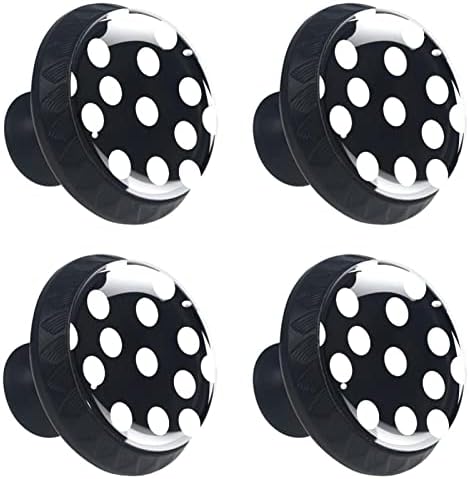 KaRaDo Moderen Branco Black Polka Dot Pattern Gaveta Mandelas 4 peças Botão redondo de armário com parafusos adequados para