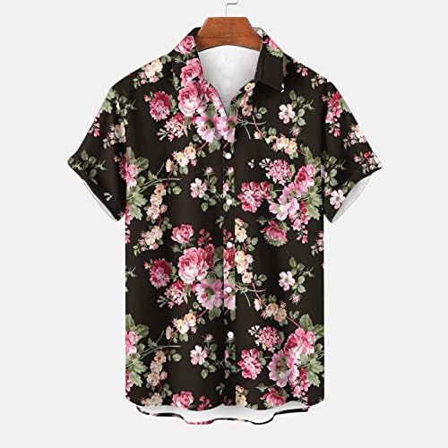 Camisetas para homens do Dia dos Namorados Impressa uma camisa de bolso casual Pocket Pocket Pocket Pocket Bloups Hawaiian Bloups