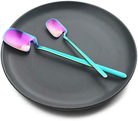Conjunto de talheres de talheres de talheres multicoloridos Briiec conjunto de utensílios de aço inoxidável iridescente de 24 peças,